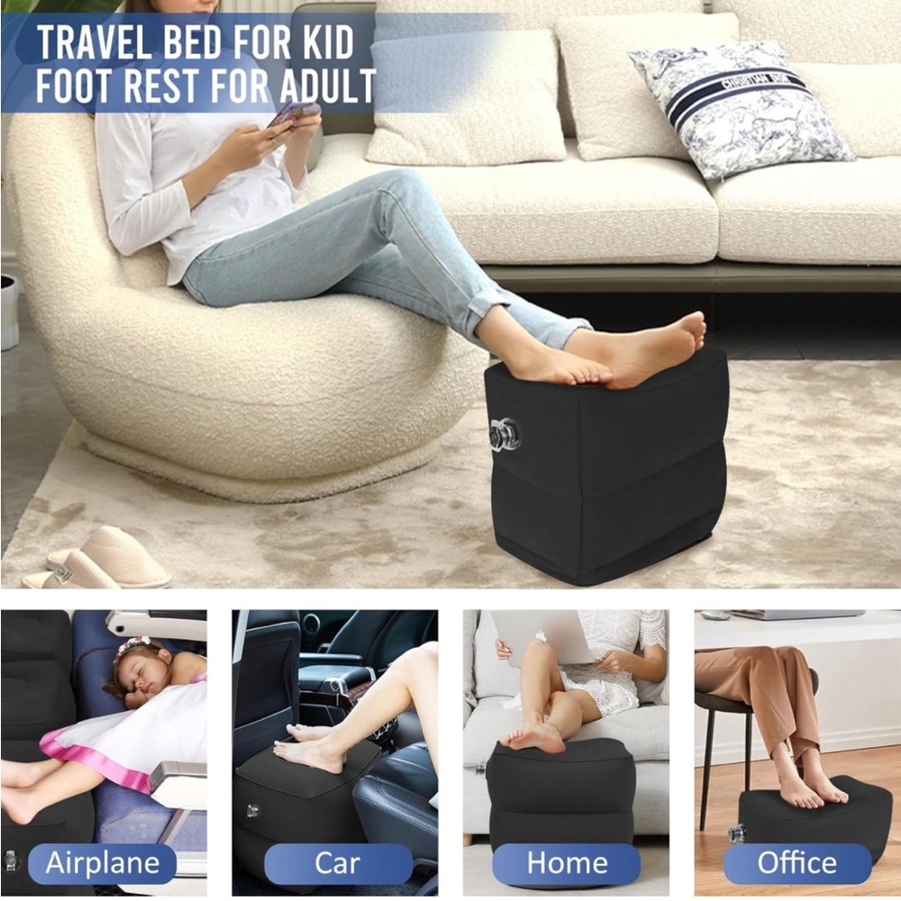 Inflatable Black Travel Foot Rest